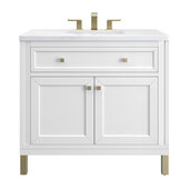  Chicago 36'' Single Vanity in Glossy White with 3cm (1-3/8'') Thick Arctic Fall Top and Rectangle Undermount Sink