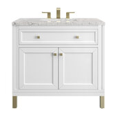  Chicago 36'' Single Vanity in Glossy White with 3cm (1-3/8'') Thick Eternal Jasmine Pearl Top and Rectangle Undermount Sink