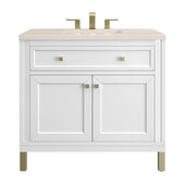  Chicago 36'' Single Vanity in Glossy White with 3cm (1-3/8'') Thick Eternal Marfil Top and Rectangle Undermount Sink