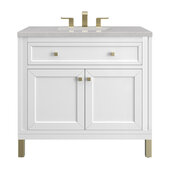  Chicago 36'' Single Vanity in Glossy White with 3cm (1-3/8'') Thick Eternal Serena Top and Rectangle Undermount Sink
