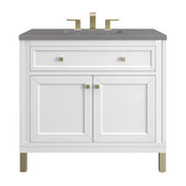  Chicago 36'' Single Vanity in Glossy White with 3cm (1-3/8'') Thick Grey Expo Top and Rectangle Undermount Sink
