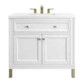  Chicago 36'' Single Vanity in Glossy White with 3cm (1-3/8'') Thick White Zeus Top and Rectangle Undermount Sink
