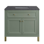  Chicago 36'' Single Vanity in Smokey Celadon with 3cm (1-3/8'') Thick Charcoal Soapstone Top and Rectangle Undermount Sink