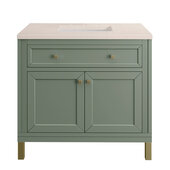  Chicago 36'' Single Vanity in Smokey Celadon with 3cm (1-3/8'') Thick Eternal Marfil Top and Rectangle Undermount Sink