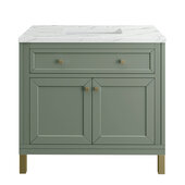  Chicago 36'' Single Vanity in Smokey Celadon with 3cm (1-3/8'') Thick Ethereal Noctis Top and Rectangle Undermount Sink
