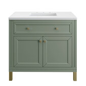  Chicago 36'' Single Vanity in Smokey Celadon with 3cm (1-3/8'') Thick White Zeus Top and Rectangle Undermount Sink