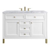  Chicago 48'' Single Vanity in Glossy White with 3cm (1-3/8'') Thick Carrara Marble Top and Rectangle Undermount Sink