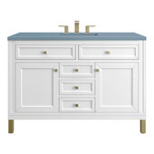  Chicago 48'' Single Vanity in Glossy White with 3cm (1-3/8'') Thick Cala Blue Top and Rectangle Undermount Sink
