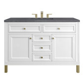  Chicago 48'' Single Vanity in Glossy White with 3cm (1-3/8'') Thick Charcoal Soapstone Top and Rectangle Undermount Sink