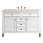  Chicago 48'' Single Vanity in Glossy White with 3cm (1-3/8'') Thick Eternal Marfil Top and Rectangle Undermount Sink