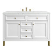  Chicago 48'' Single Vanity in Glossy White with 3cm (1-3/8'') Thick Ethereal Noctis Top and Rectangle Undermount Sink