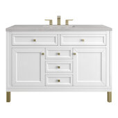  Chicago 48'' Single Vanity in Glossy White with 3cm (1-3/8'') Thick Eternal Serena Top and Rectangle Undermount Sink