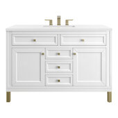  Chicago 48'' Single Vanity in Glossy White with 3cm (1-3/8'') Thick White Zeus Top and Rectangle Undermount Sink
