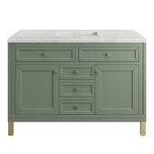  Chicago 48'' Single Vanity in Smokey Celadon with 3cm (1-3/8'') Thick Eternal Jasmine Pearl Top and Rectangle Undermount Sink