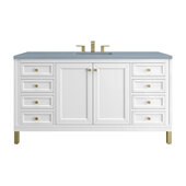  Chicago 60'' Single Vanity in Glossy White with 3cm (1-3/8'') Thick Cala Blue Top and Rectangle Undermount Sink