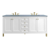  Chicago 72'' Double Vanity in Glossy White with 3cm (1-3/8'') Thick Cala Blue Top and Rectangle Undermount Sinks