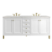  Chicago 72'' Double Vanity in Glossy White with 3cm (1-3/8'') Thick Eternal Jasmine Pearl Top and Rectangle Undermount Sinks