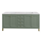  Chicago 72'' Double Vanity in Smokey Celadon with 3cm (1-3/8'') Thick Arctic Fall Top and Rectangle Undermount Sinks