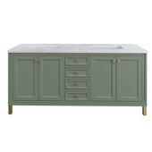  Chicago 72'' Double Vanity in Smokey Celadon with 3cm (1-3/8'') Thick Carrara Marble Top and Rectangle Undermount Sinks