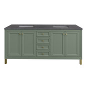  Chicago 72'' Double Vanity in Smokey Celadon with 3cm (1-3/8'') Thick Charcoal Soapstone Top and Rectangle Undermount Sinks