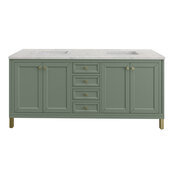  Chicago 72'' Double Vanity in Smokey Celadon with 3cm (1-3/8'') Thick Eternal Jasmine Pearl Top and Rectangle Undermount Sinks