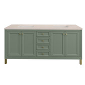  Chicago 72'' Double Vanity in Smokey Celadon with 3cm (1-3/8'') Thick Eternal Marfil Top and Rectangle Undermount Sinks