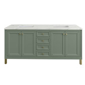  Chicago 72'' Double Vanity in Smokey Celadon with 3cm (1-3/8'') Thick Ethereal Noctis Top and Rectangle Undermount Sinks