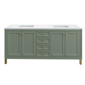  Chicago 72'' Double Vanity in Smokey Celadon with 3cm (1-3/8'') Thick White Zeus Top and Rectangle Undermount Sinks