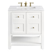  Breckenridge 30'' Single Vanity in Bright White with 3cm (1-3/8'') Thick Arctic Fall Countertop and Rectangle Undermount Sink