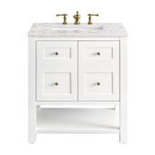  Breckenridge 30'' Single Vanity in Bright White with 3cm (1-3/8'') Thick Eternal Jasmine Pearl Countertop and Rectangle Sink