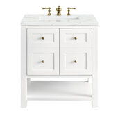  Breckenridge 30'' Single Vanity in Bright White with 3cm (1-3/8'') Thick Ethereal Noctis Countertop and Rectangle Undermount Sink