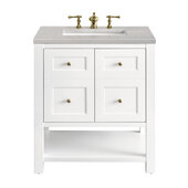  Breckenridge 30'' Single Vanity in Bright White with 3cm (1-3/8'') Thick Eternal Serena Countertop and Rectangle Undermount Sink