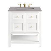  Breckenridge 30'' Single Vanity in Bright White with 3cm (1-3/8'') Thick Grey Expo Countertop and Rectangle Undermount Sink