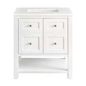  Breckenridge 30'' Single Vanity in Bright White with 3cm (1-3/8'') Thick White Zeus Countertop and Rectangle Undermount Sink