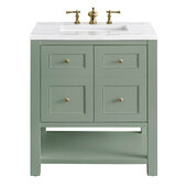 Breckenridge 30'' Single Vanity in Smokey Celadon with 3cm (1-3/8'') Thick Arctic Fall Countertop and Rectangle Undermount Sink