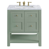  Breckenridge 30'' Single Vanity in Smokey Celadon with 3cm (1-3/8'') Thick Carrara Marble Countertop and Rectangle Sink