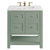  Breckenridge 30'' Single Vanity in Smokey Celadon with 3cm (1-3/8'') Thick Eternal Jasmine Pearl Countertop and Rectangle Sink