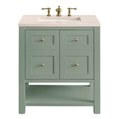  Breckenridge 30'' Single Vanity in Smokey Celadon with 3cm (1-3/8'') Thick Eternal Marfil Countertop and Rectangle Sink