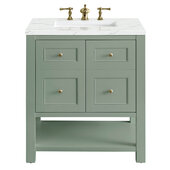  Breckenridge 30'' Single Vanity in Smokey Celadon with 3cm (1-3/8'') Thick Ethereal Noctis Countertop and Rectangle Sink