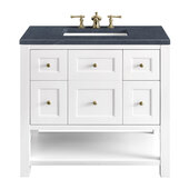  Breckenridge 36'' Single Vanity in Bright White with 3cm (1-3/8'') Thick Charcoal Soapstone Countertop and Rectangle Sink