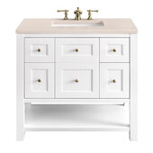  Breckenridge 36'' Single Vanity in Bright White with 3cm (1-3/8'') Thick Eternal Marfil Countertop and Rectangle Undermount Sink