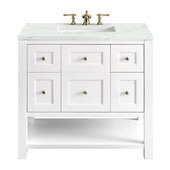  Breckenridge 36'' Single Vanity in Bright White with 3cm (1-3/8'') Thick Ethereal Noctis Countertop and Rectangle Undermount Sink