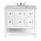  Breckenridge 36'' Single Vanity in Bright White with 3cm (1-3/8'') Thick Eternal Serena Countertop and Rectangle Undermount Sink