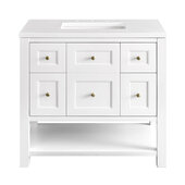  Breckenridge 36'' Single Vanity in Bright White with 3cm (1-3/8'') Thick White Zeus Countertop and Rectangle Undermount Sink