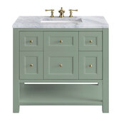 Breckenridge 36'' Single Vanity in Smokey Celadon with 3cm (1-3/8'') Thick Carrara Marble Countertop and Rectangle Sink