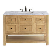  Breckenridge 48'' Single Vanity in Light Natural Oak with 3cm (1-3/8'') Thick Carrara Marble Countertop and Rectangle Sink
