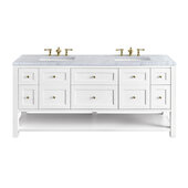  Breckenridge 72'' Double Vanity in Bright White with 3cm (1-3/8'') Thick Carrara Marble Countertop and Rectangle Undermount Sinks
