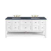  Breckenridge 72'' Double Vanity in Bright White with 3cm (1-3/8'') Thick Charcoal Soapstone Countertop and Rectangle Sinks