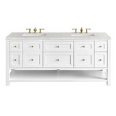  Breckenridge 72'' Double Vanity in Bright White with 3cm (1-3/8'') Thick Eternal Jasmine Pearl Countertop and Rectangle Sinks