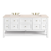  Breckenridge 72'' Double Vanity in Bright White with 3cm (1-3/8'') Thick Eternal Marfil Countertop and Rectangle Undermount Sinks